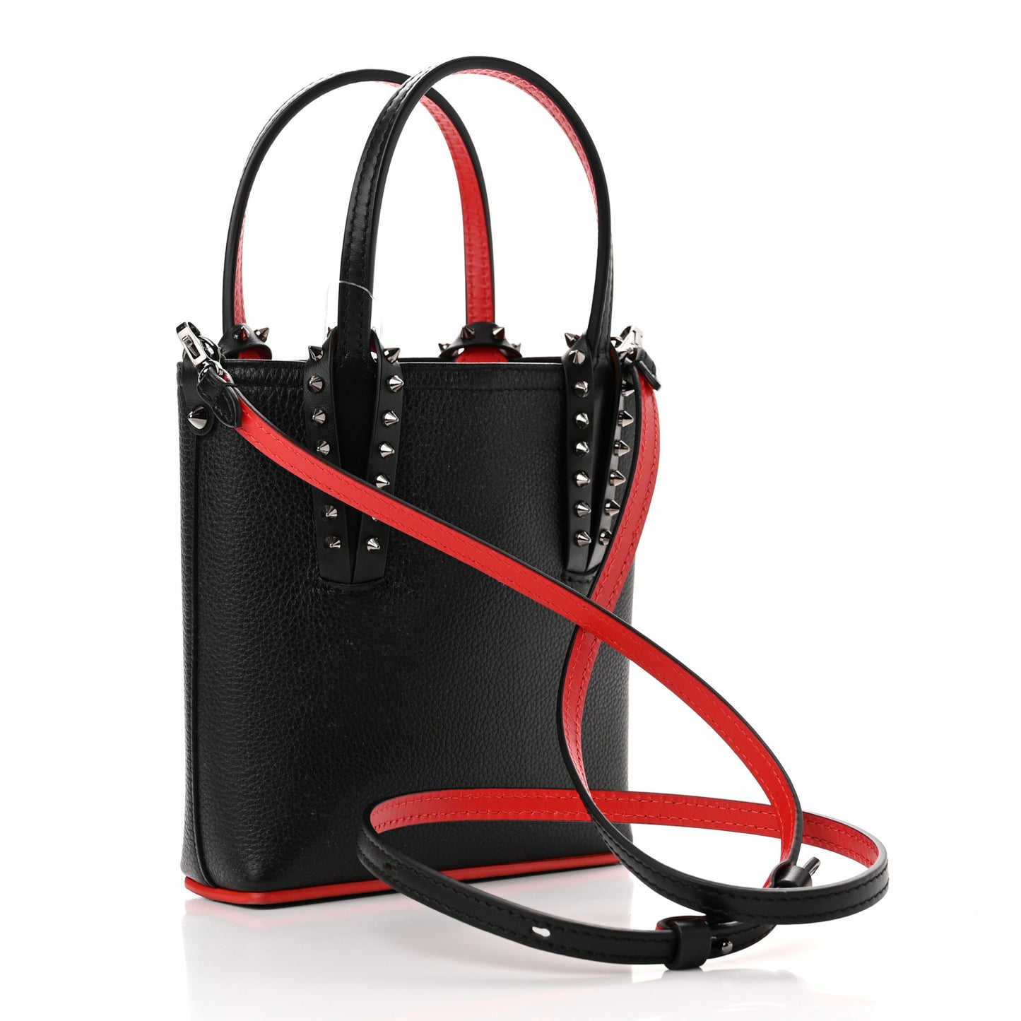 Calfskin Spikes Mini North South Cabata Tote Black