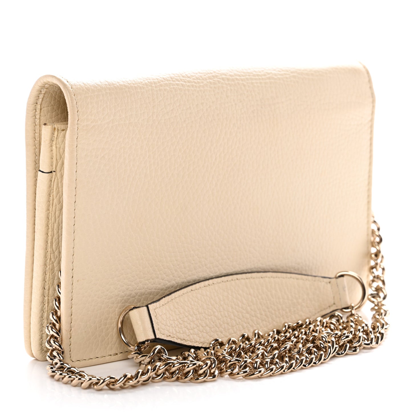 Pebbled Calfskin Soho Wallet on Chain Ivoire