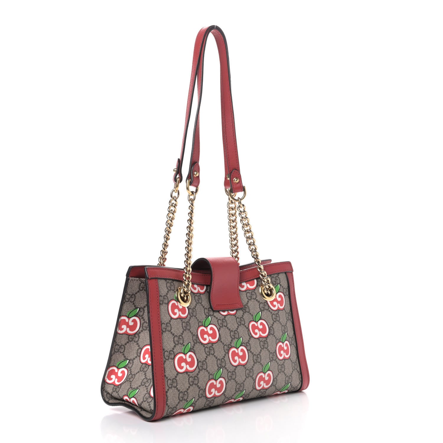 Gucci GG Supreme Monogram Apple Small Padlock Tote Beige Multicolor Lobster Red 2 of 8