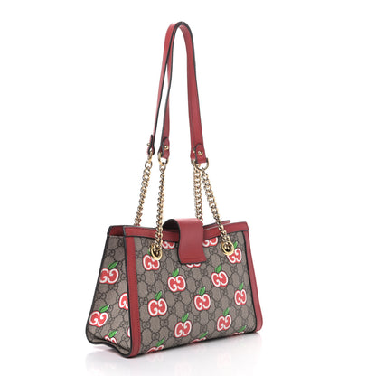 Gucci GG Supreme Monogram Apple Small Padlock Tote Beige Multicolor Lobster Red 2 of 8