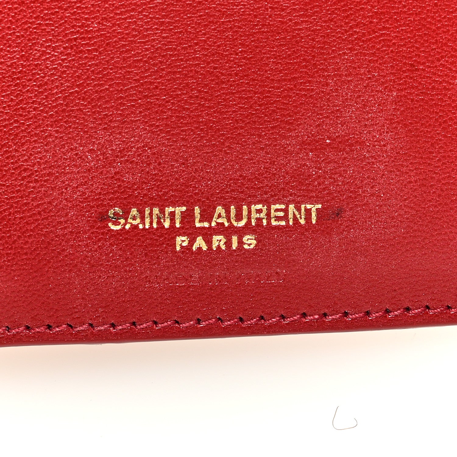 Saint Laurent Lambskin Matelasse Chevron Monogram Compact Tri Fold Wallet Red 6 of 6
