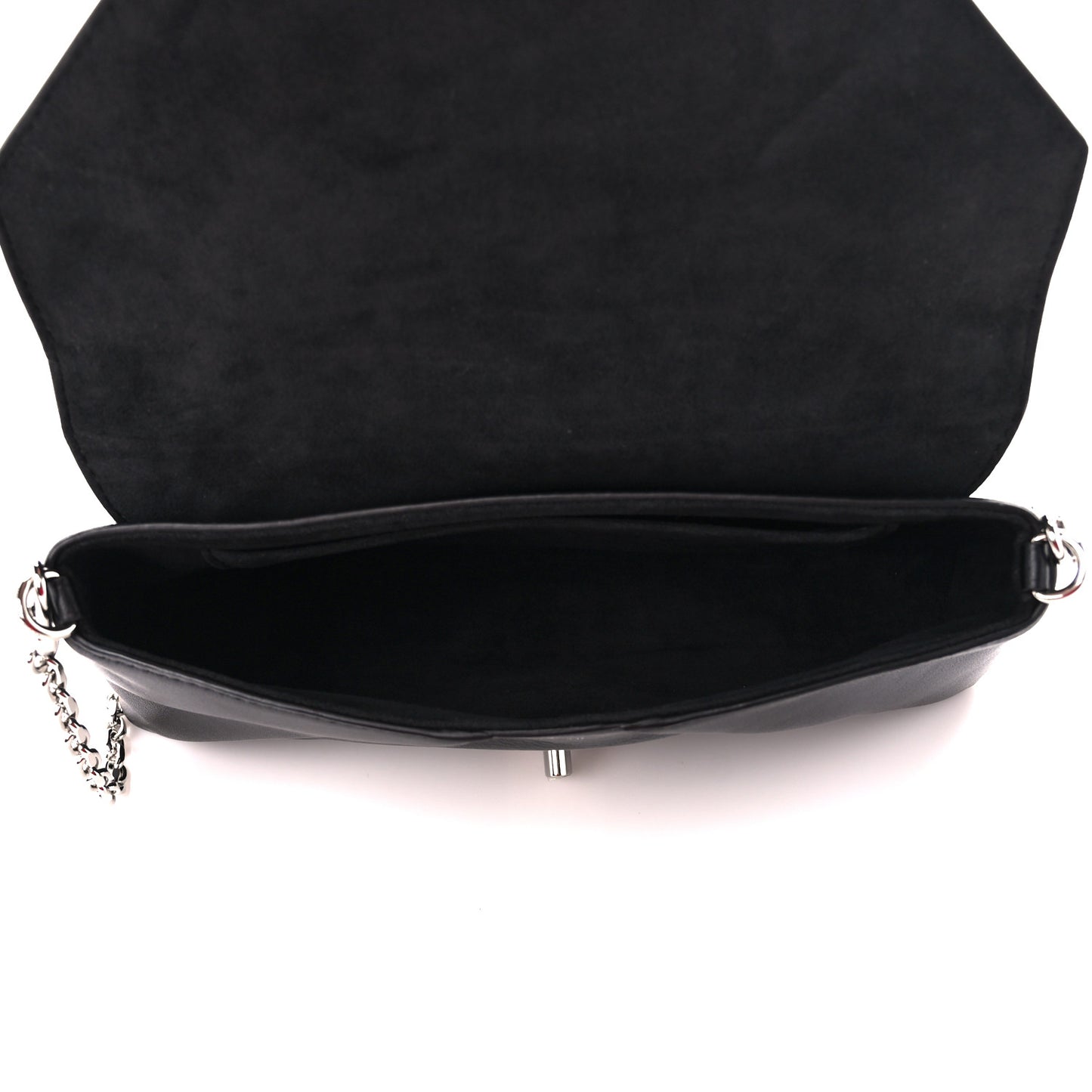 Calfskin Perforated Studded Love Note Black