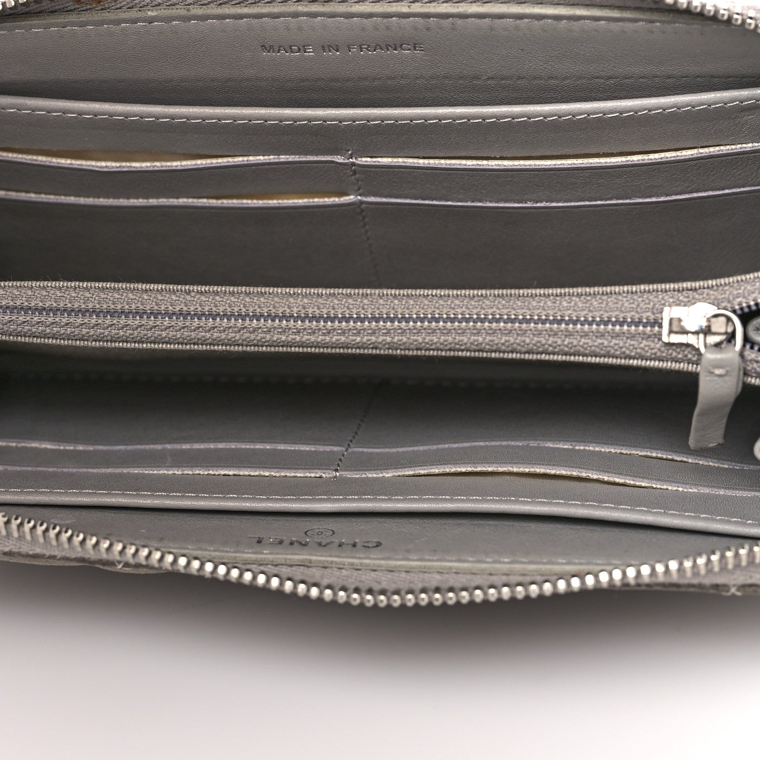 Chanel Caviar Quilted Large Gusset Zip Around Wallet Grey 5 of 15