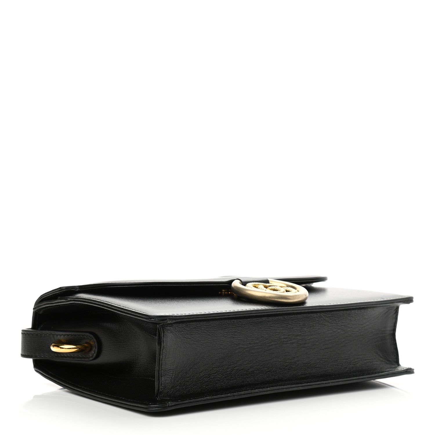 Gucci Textured Calfskin Small Torchon GG Ring Shoulder Bag Black 4 of 13