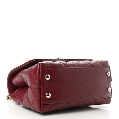 Chanel Caviar Quilted Lizard Embossed Extra Mini Coco Handle Flap Burgundy 4 of 11
