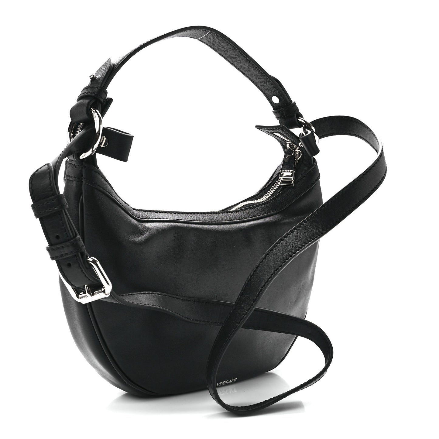 Calfskin Small Repeat Zip Hobo Black