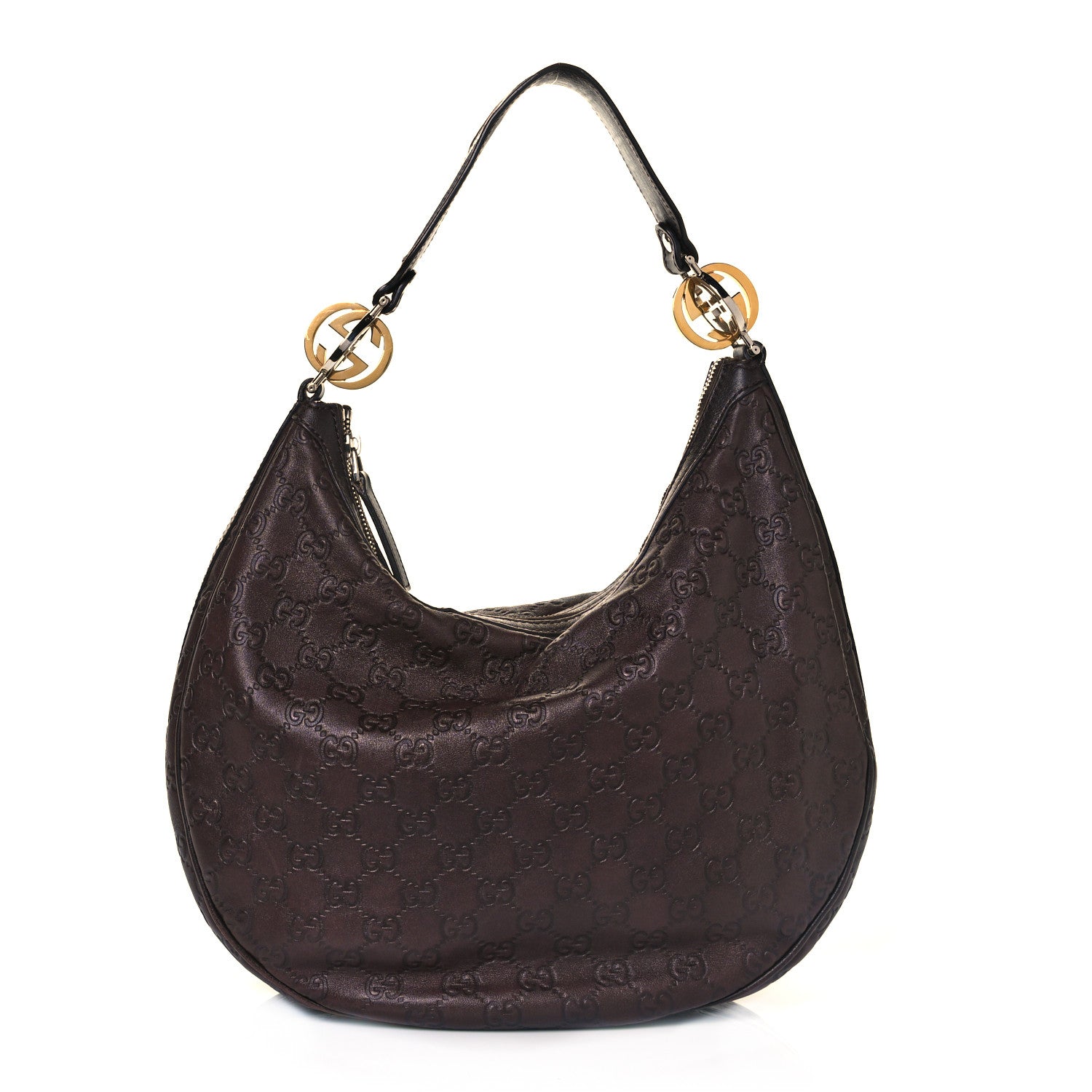 Gucci Guccissima Medium GG Twins Hobo Dark Brown 1 of 14