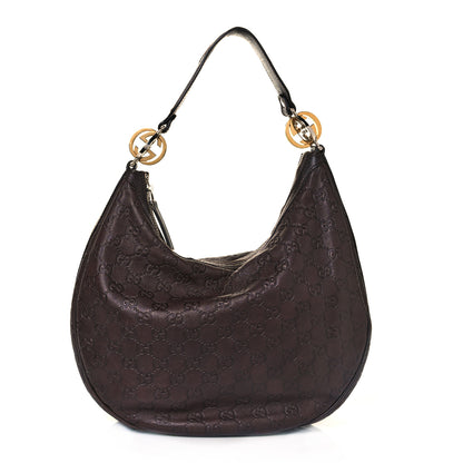 Gucci Guccissima Medium GG Twins Hobo Dark Brown 1 of 14