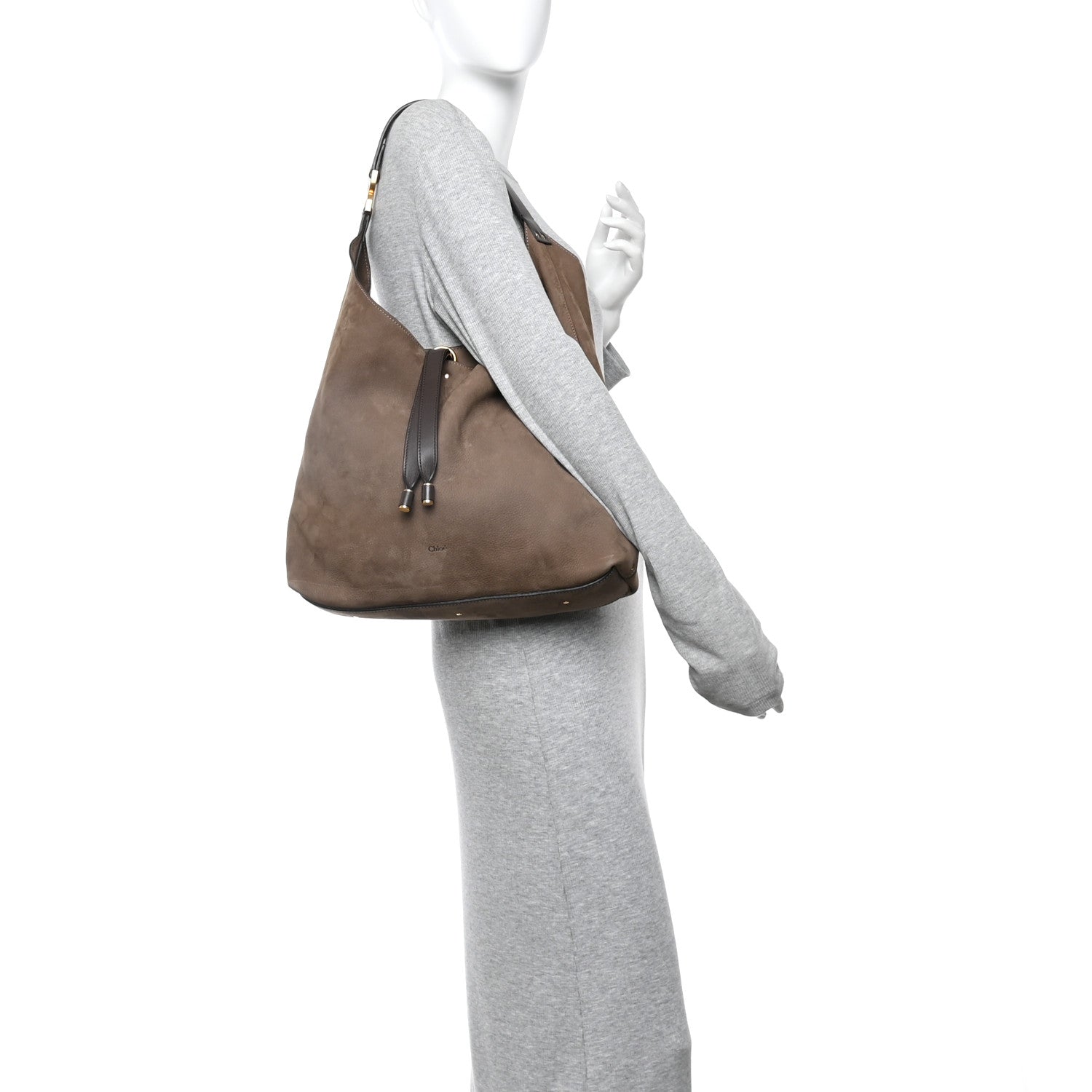 Chloe Suede Calfskin Marcie Hobo Bag Flannel Grey 2 of 14