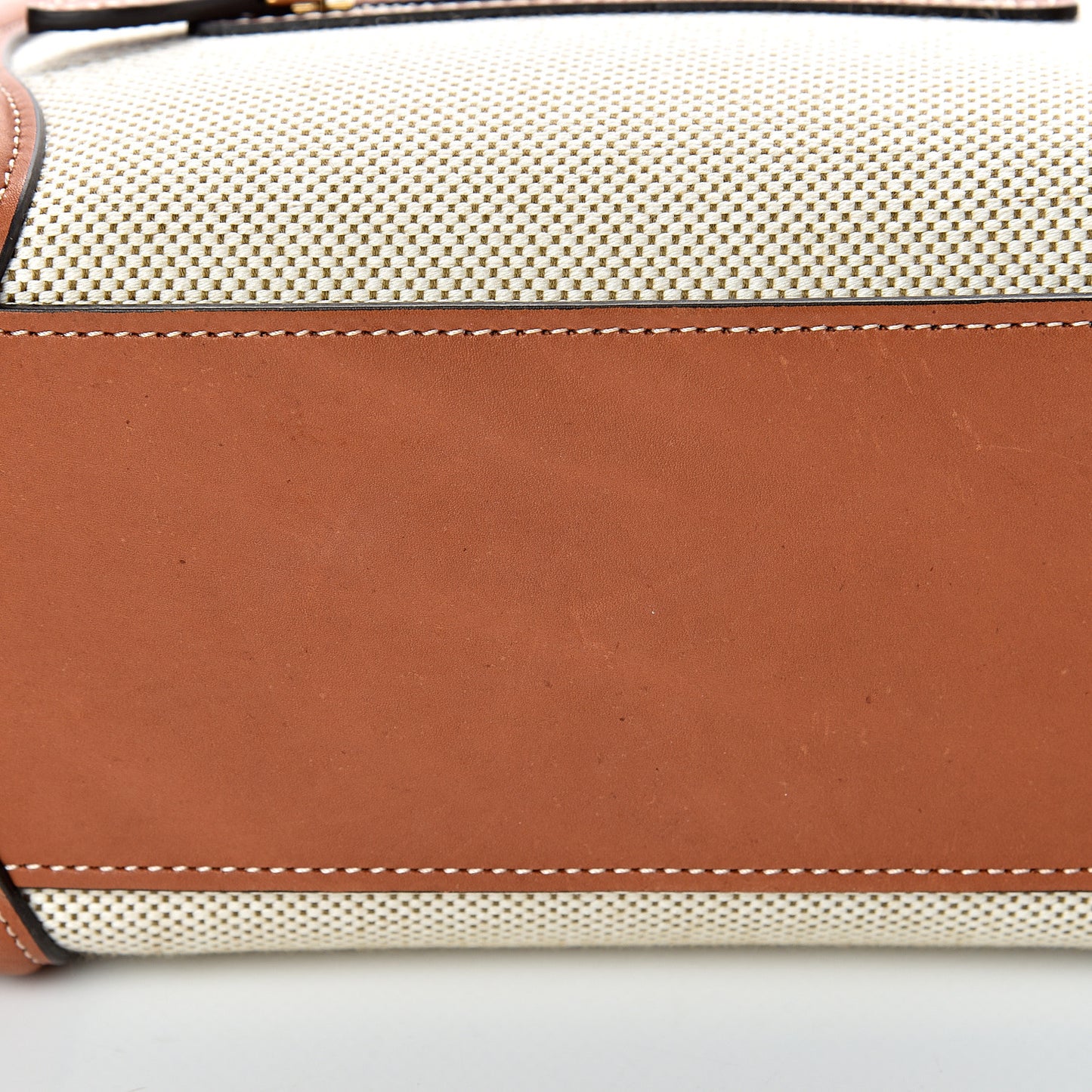 Textile Smooth Calfskin Nano Luggage Tan White