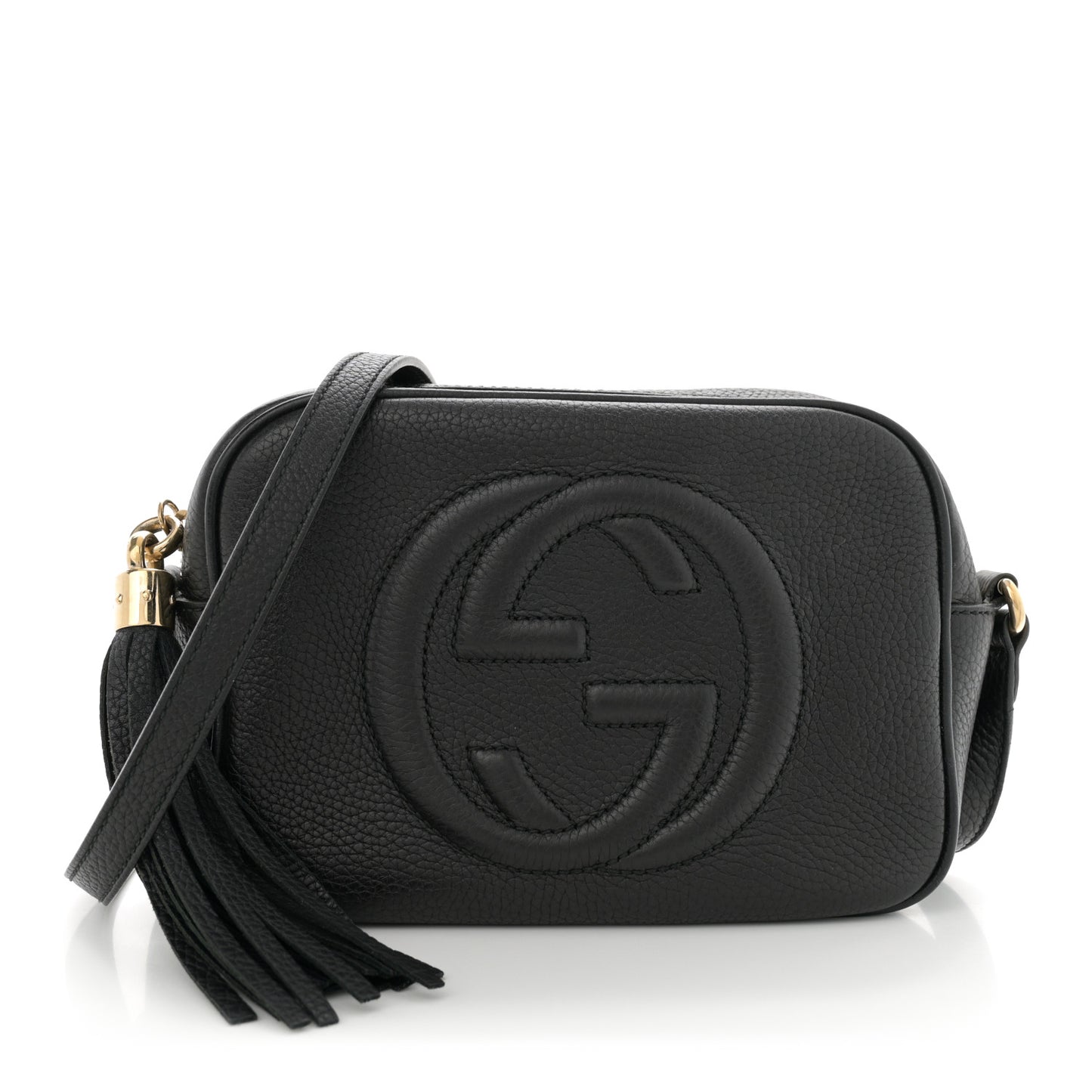 Pebbled Calfskin Small Soho Disco Bag Black