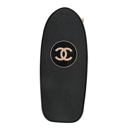 Chanel Lacquered Wood Logo Cruiser Skateboard Black Beige 1 of 7