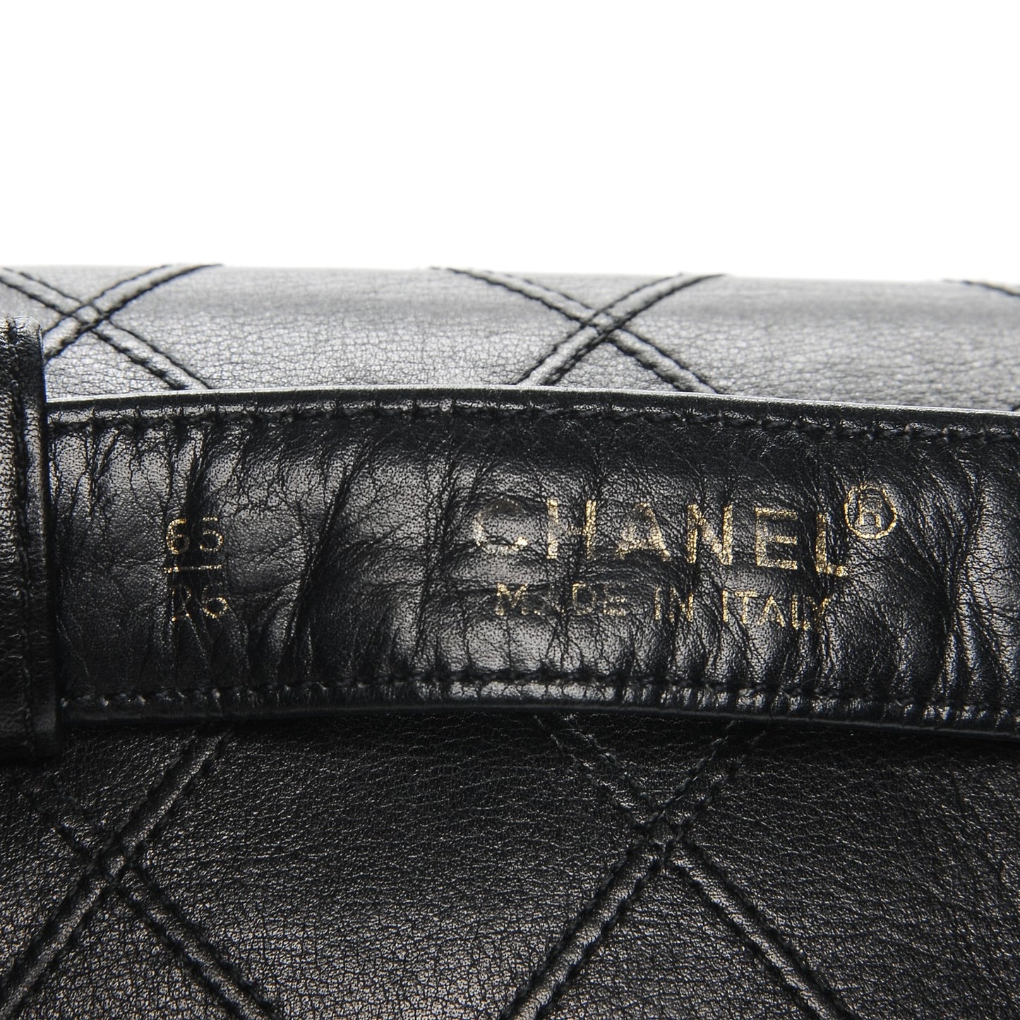 Lambskin Diamond Stitched Flap Waist Chain Belt Bag Black
