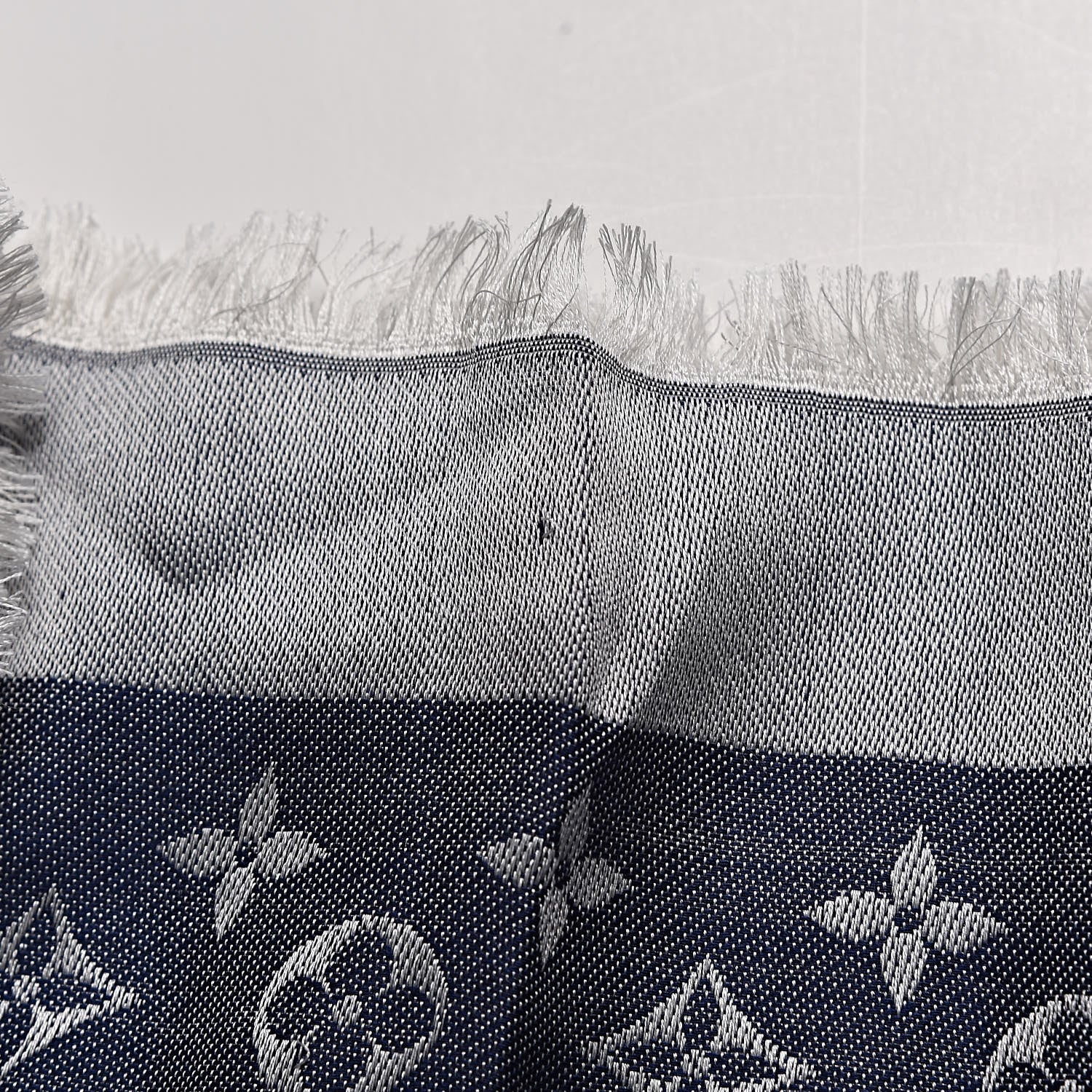 Louis Vuitton Silk Wool Monogram Denim Shawl Blue 9 of 12