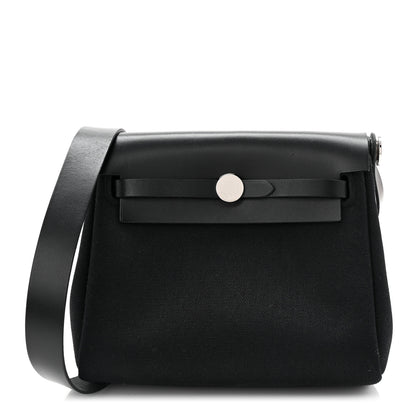 Hermes Military Toile Vache Hunter Herbag Zip Retourne 20 Black 1 of 11
