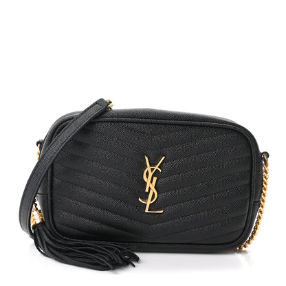 Saint Laurent Grain De Poudre Matelasse Monogram Mini Lou Camera Bag Black 1 of 10