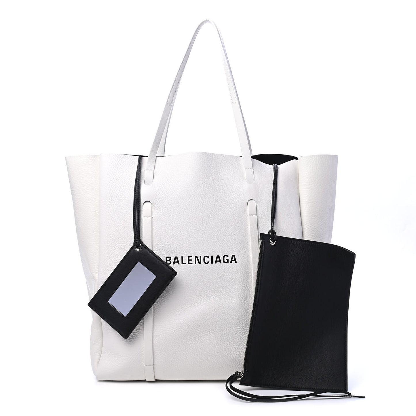Smooth Calfskin Double Sided Medium Everyday Tote Optic White Black