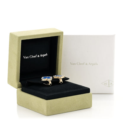 Van Cleef & Arpels 18K Yellow Gold Blue Agate Vintage Alhambra Earrings 5 of 5