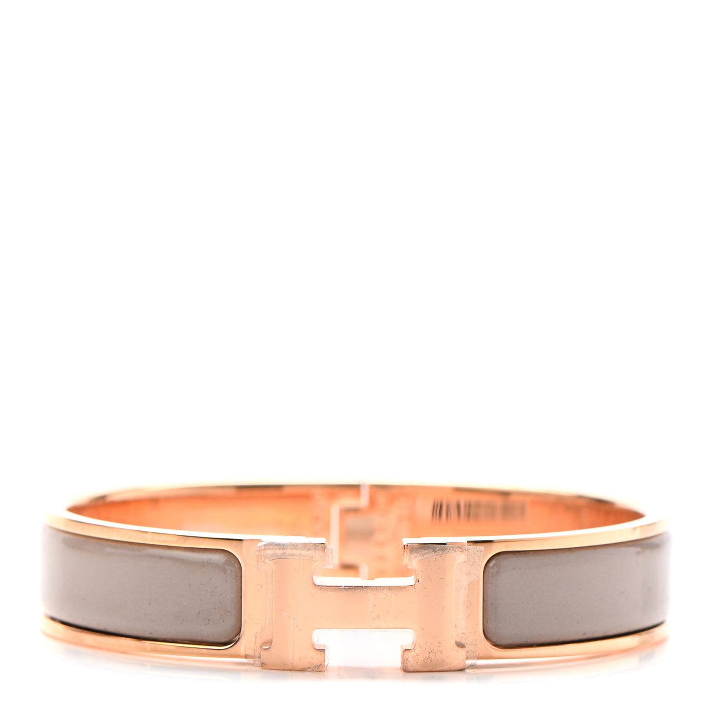 Enamel Narrow Clic Clac H Bracelet PM Marron Glace