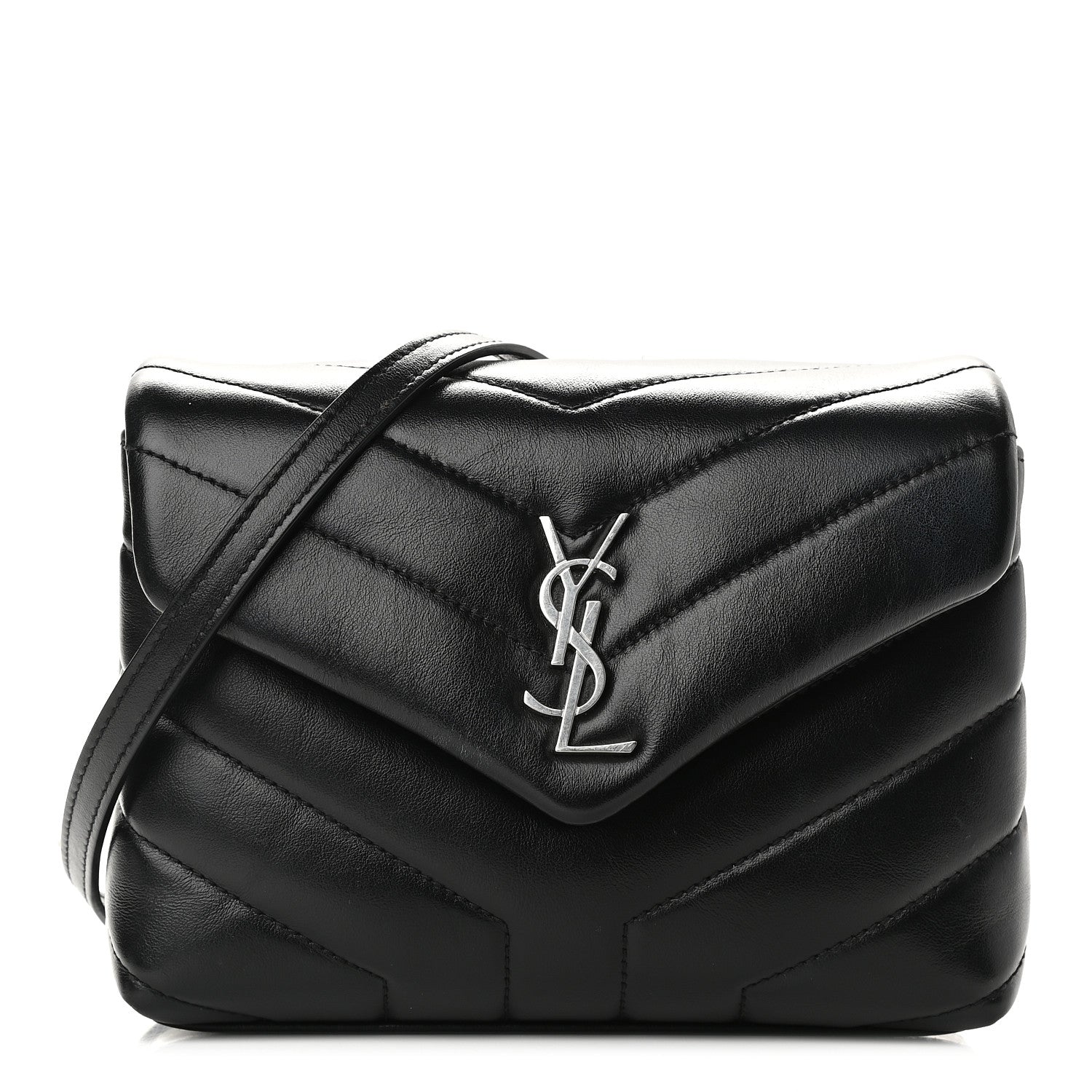 Saint Laurent Calfskin Y Quilted Monogram Toy Loulou Crossbody Bag Black 1 of 9