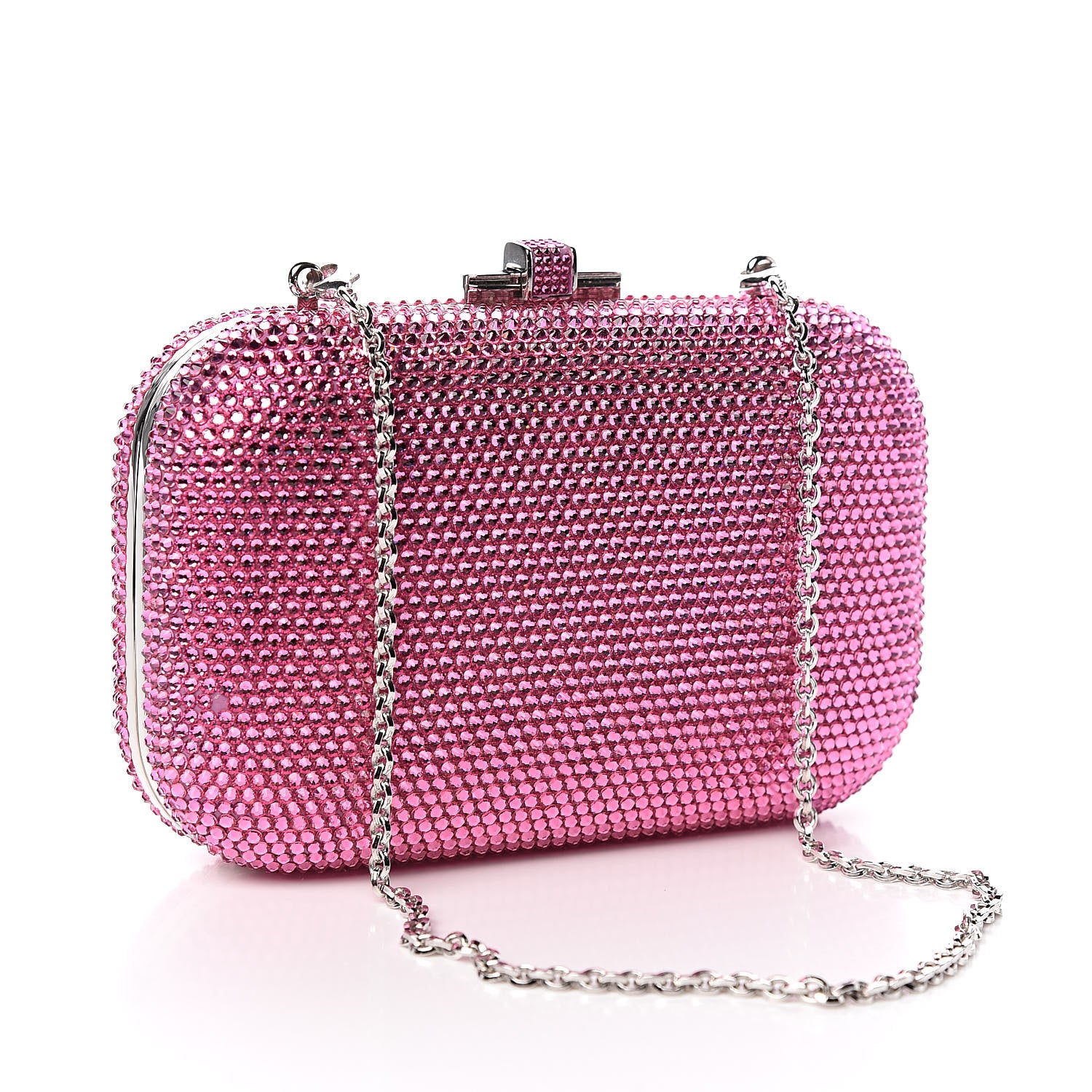 Judith Leiber Swarovski Crystal Minaudiere Clutch Pink 3 of 9