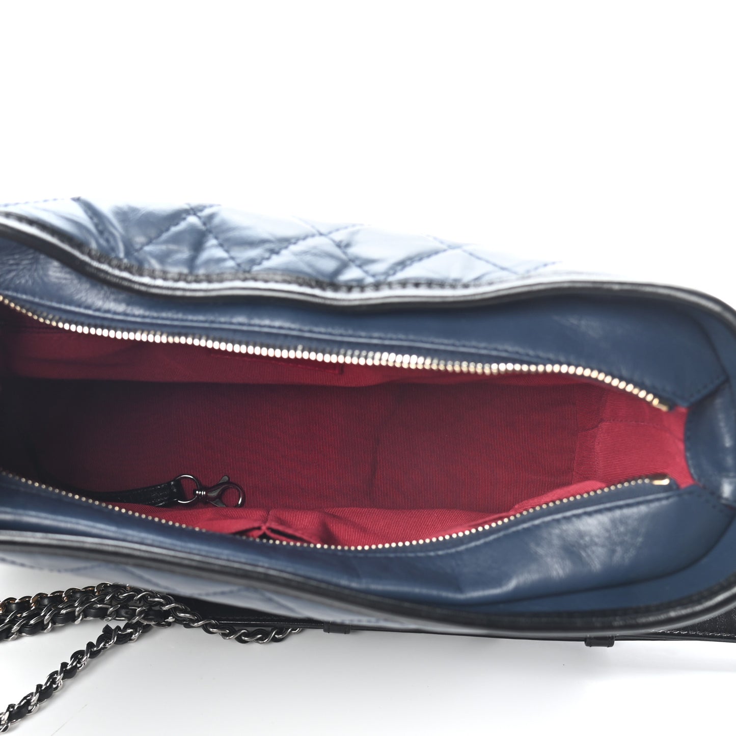 Aged Calfskin Quilted Medium Gabrielle Hobo Navy Black