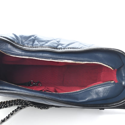 Chanel Aged Calfskin Quilted Medium Gabrielle Hobo Navy Black 5 of 11