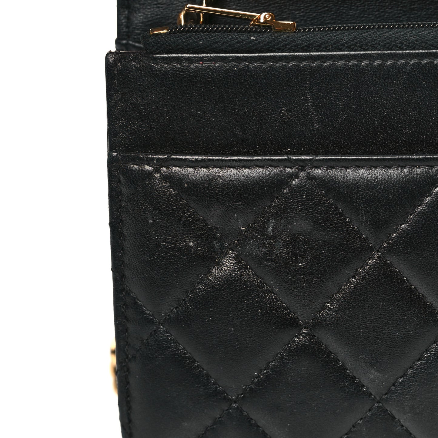 Lambskin Quilted Wallet On Chain WOC Black