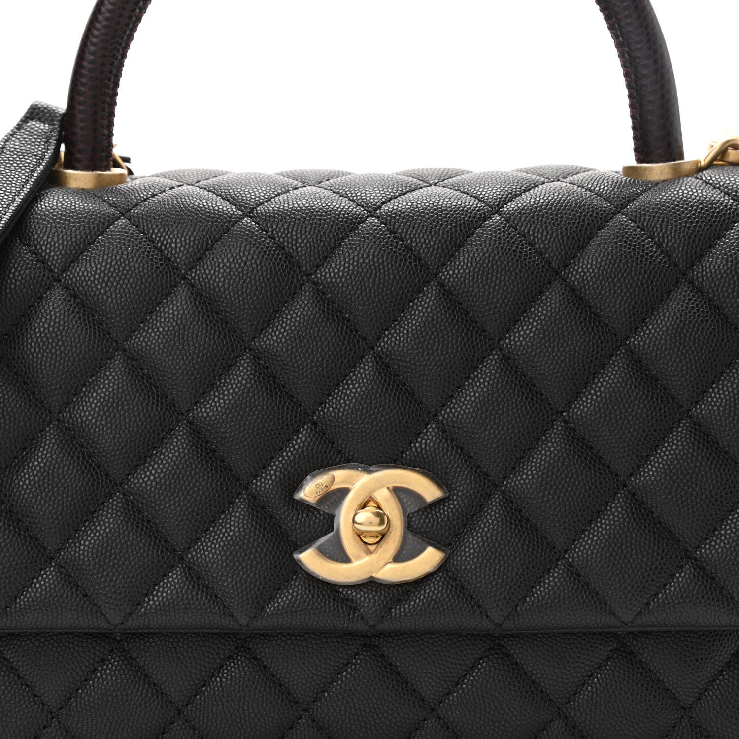 Chanel Caviar Lizard Embossed Quilted Small Coco Handle Flap Black 8 of 10