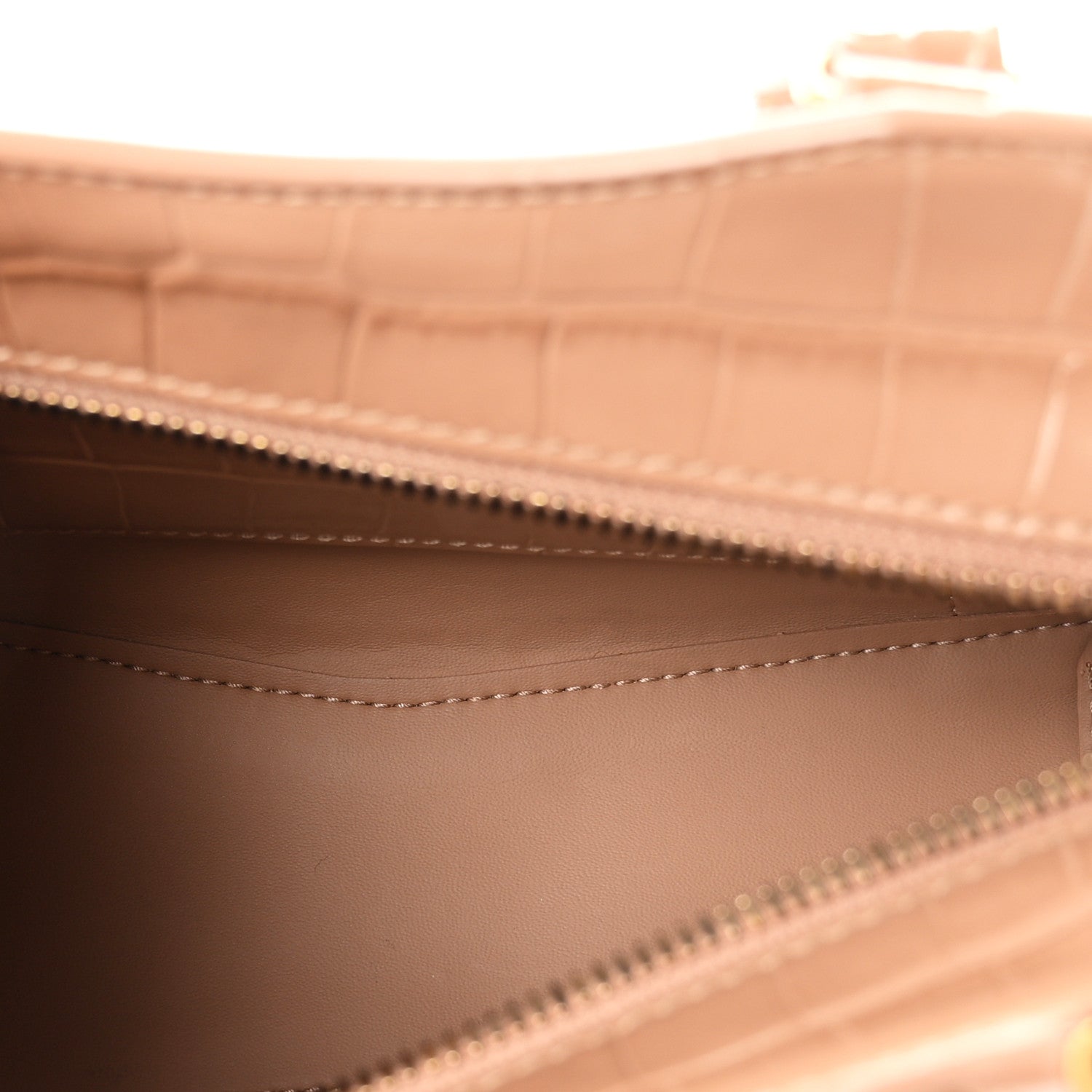 Balenciaga Shiny Supple Calfskin Crocodile Embossed Neo Classic Gold Hardware Mini City Nude Beige 3 of 9