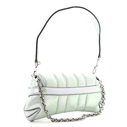 Gucci Iridescent Nappa Vertical Matelasse Small Maxi Horsebit Chain Shoulder Bag Iridescent Salvy Green 3 of 12