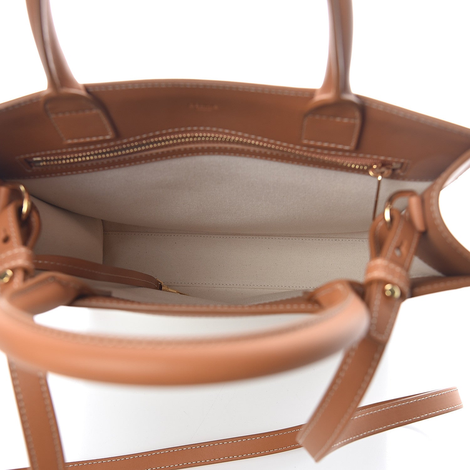 Celine Canvas Calfskin Small Vertical Cabas Natural Tan 4 of 8