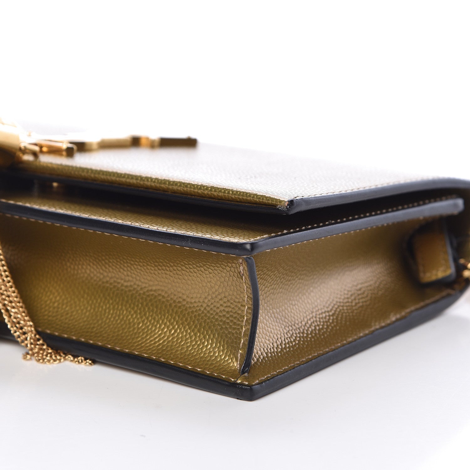 Saint Laurent Grain De Poudre Kate Monogram Tassel Chain Wallet Brome 9 of 10