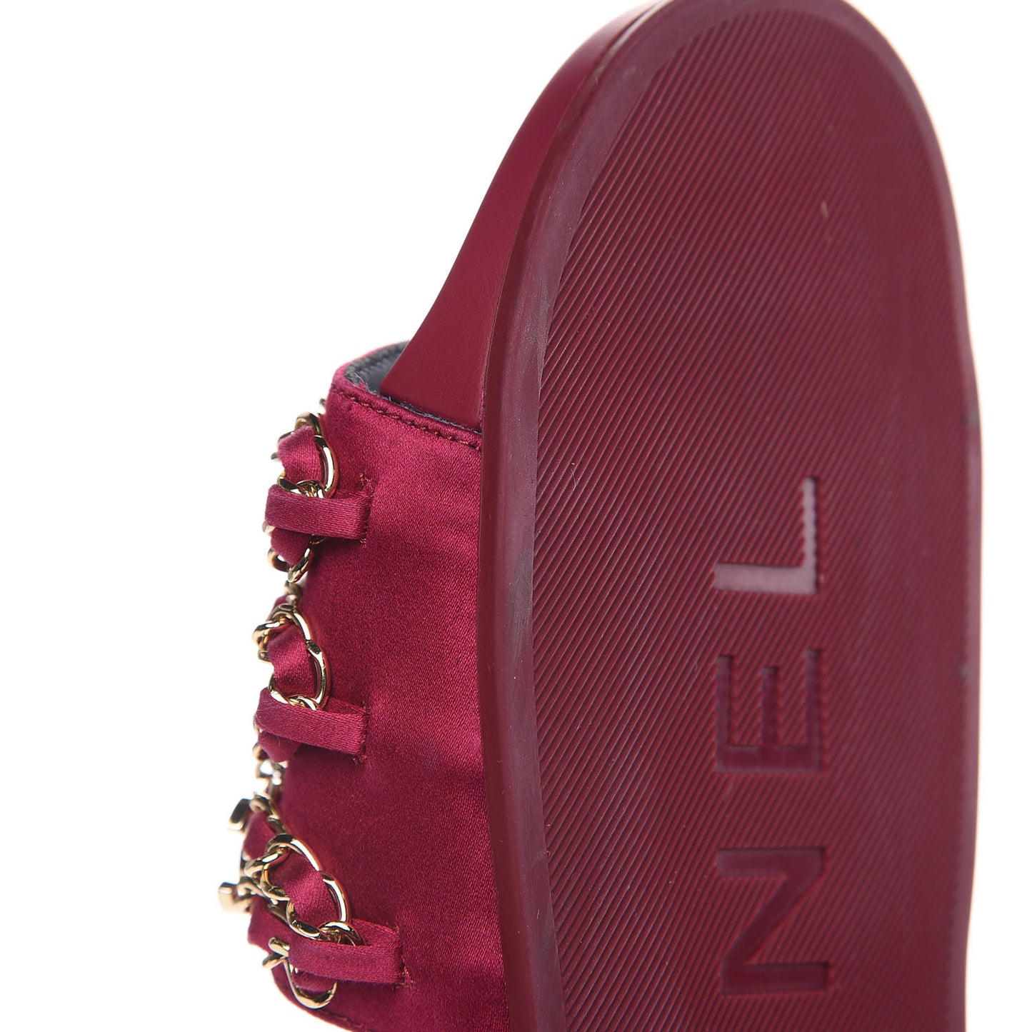 Satin Chain Flat Sandals 38 Dark Fuchsia
