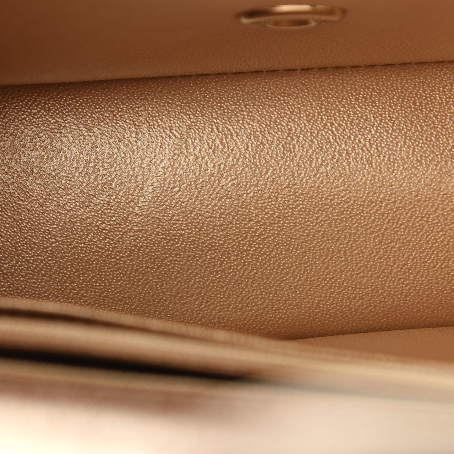 Metallic Lambskin Quilted Mini Rectangular Flap Gold