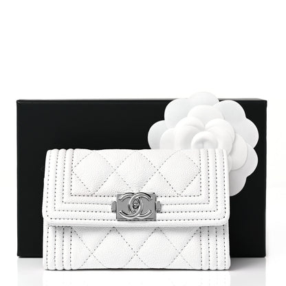 Chanel Caviar Quilted Boy Flap Card Holder White 7 of 7