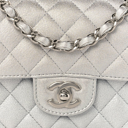 Chanel Metallic Lambskin Quilted Mini Rectangular Flap Silver 8 of 10