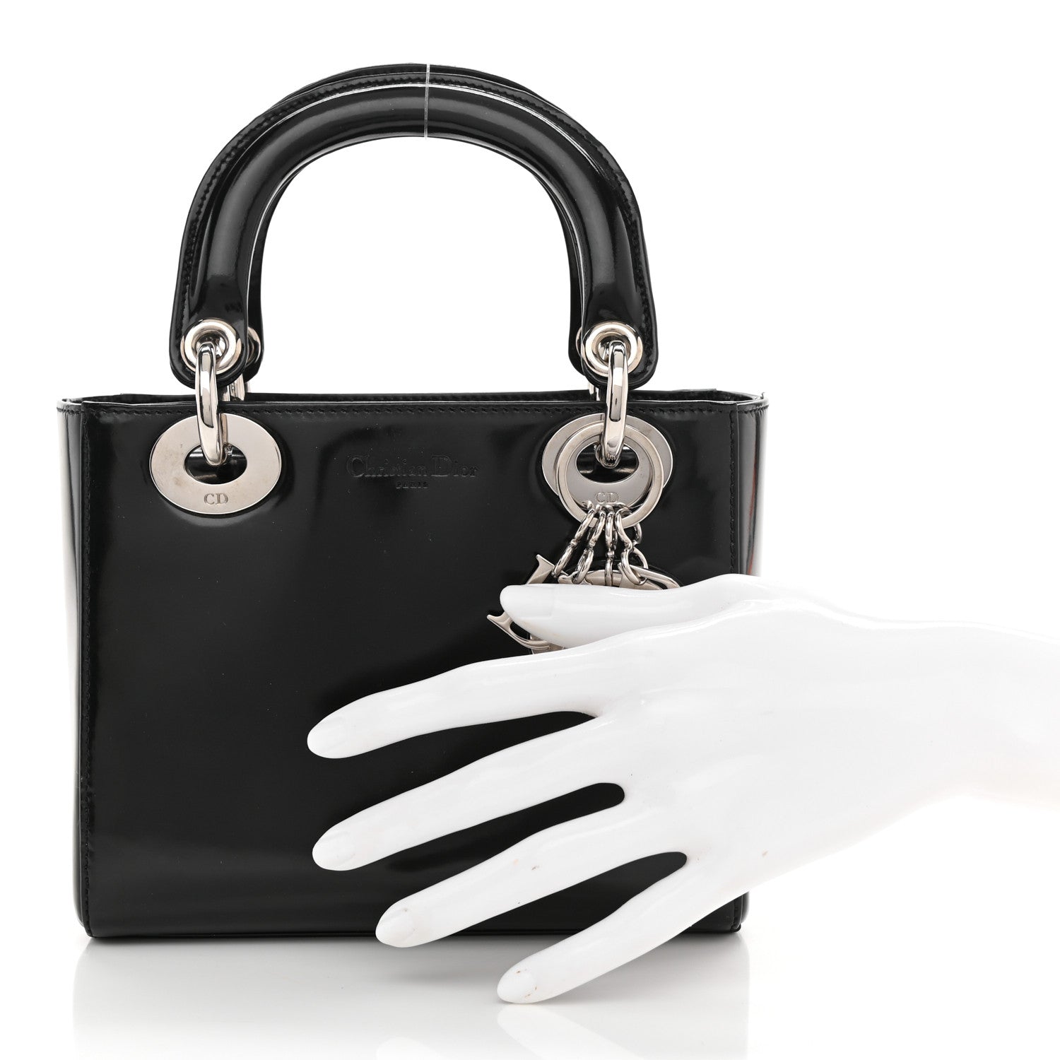Christian Dior Glazed Calfskin Mini Lady Dior Black 2 of 10