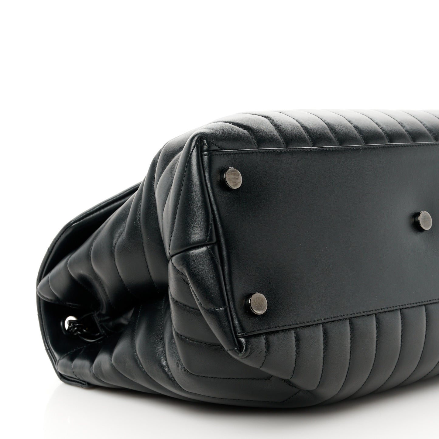 Calfskin Y Quilted Monogram Monochrome Large Loulou Chain Satchel Black