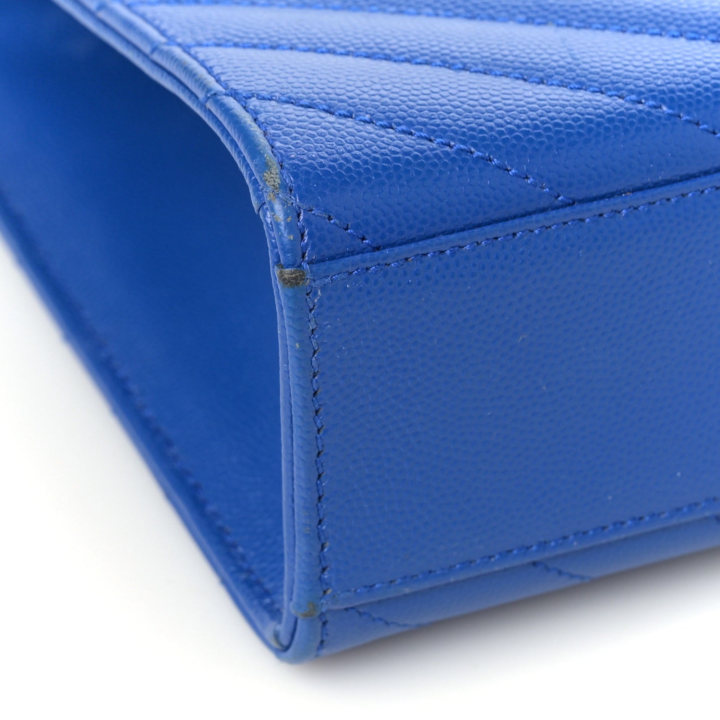 Grain De Poudre Matelasse Chevron Large Monogram Satchel Blue Majorelle