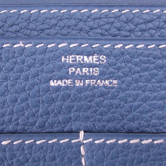 Togo Dogon Compact Wallet Blue Jean