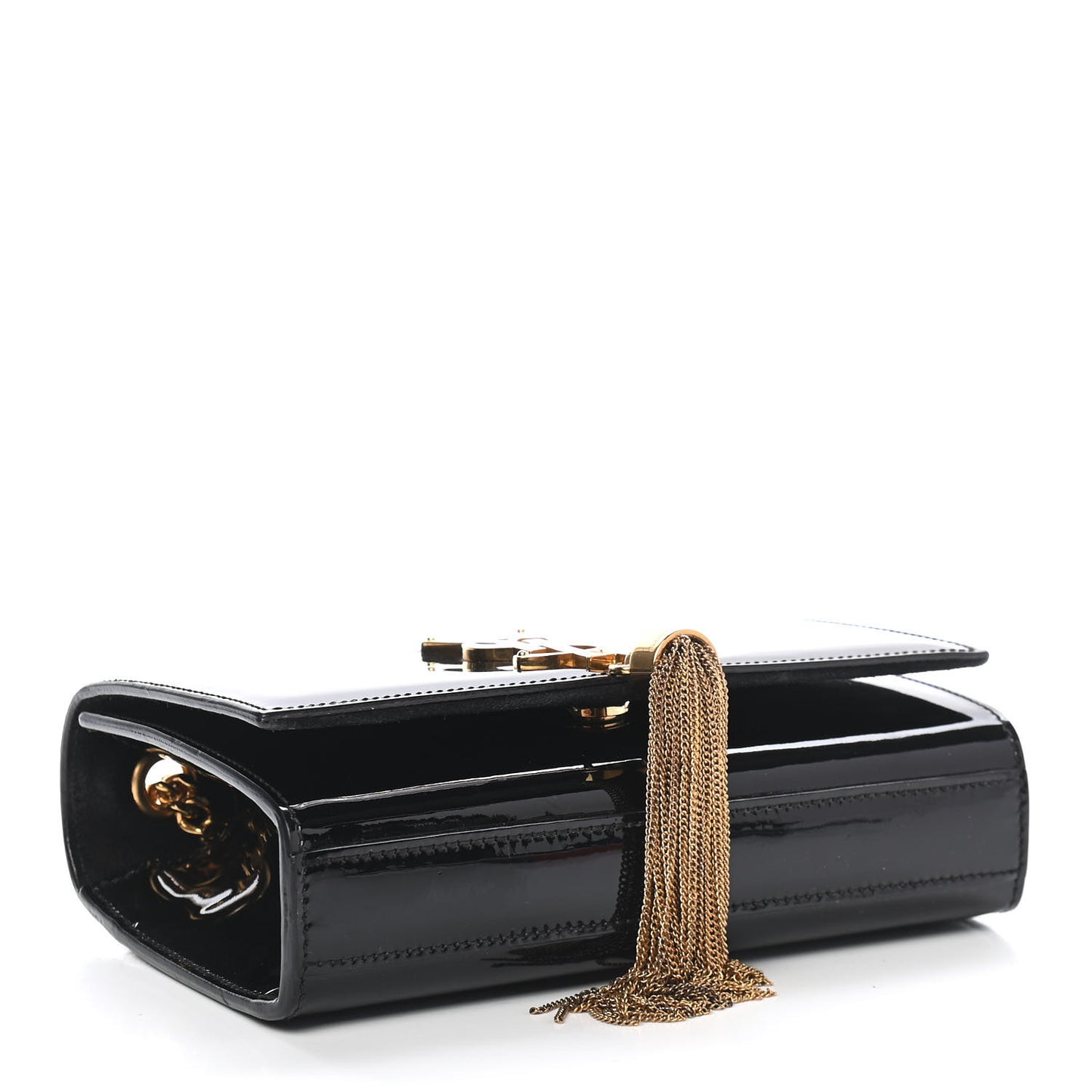 Patent Small Classic Monogram Kate Tassel Satchel Black