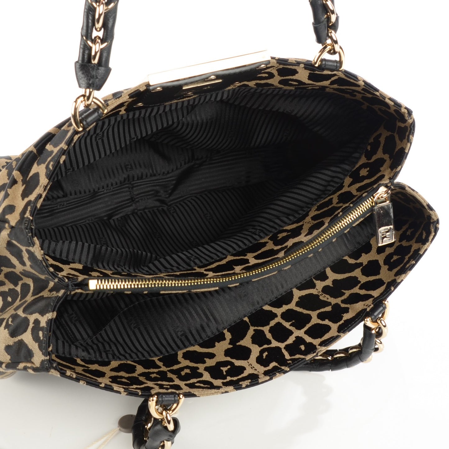 Jacquard Leopard Print Mia Tote Taupe Black