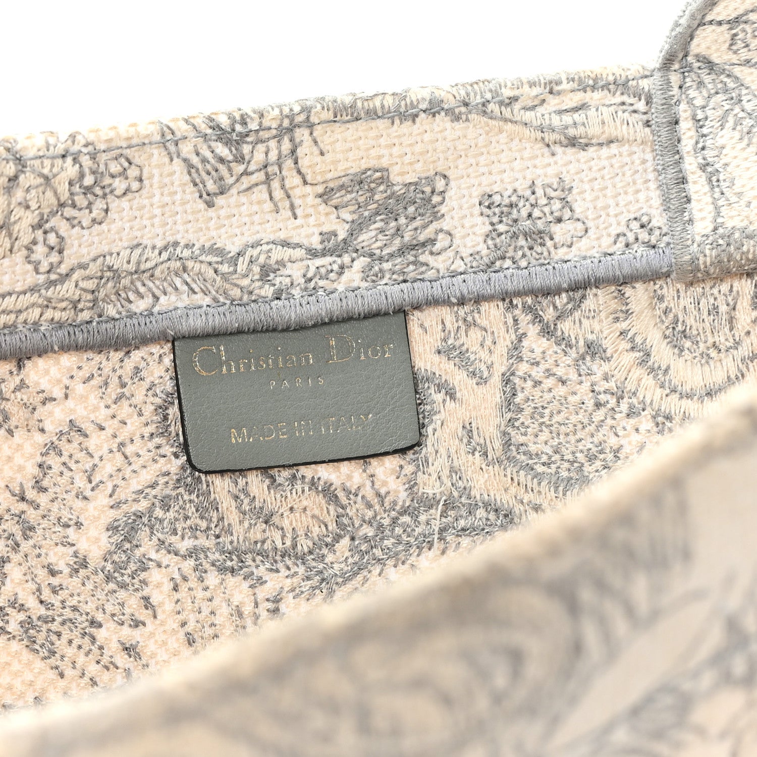 Christian Dior Canvas Embroidered Medium Dioriviera Toile De Jouy Book Tote Gray 6 of 13