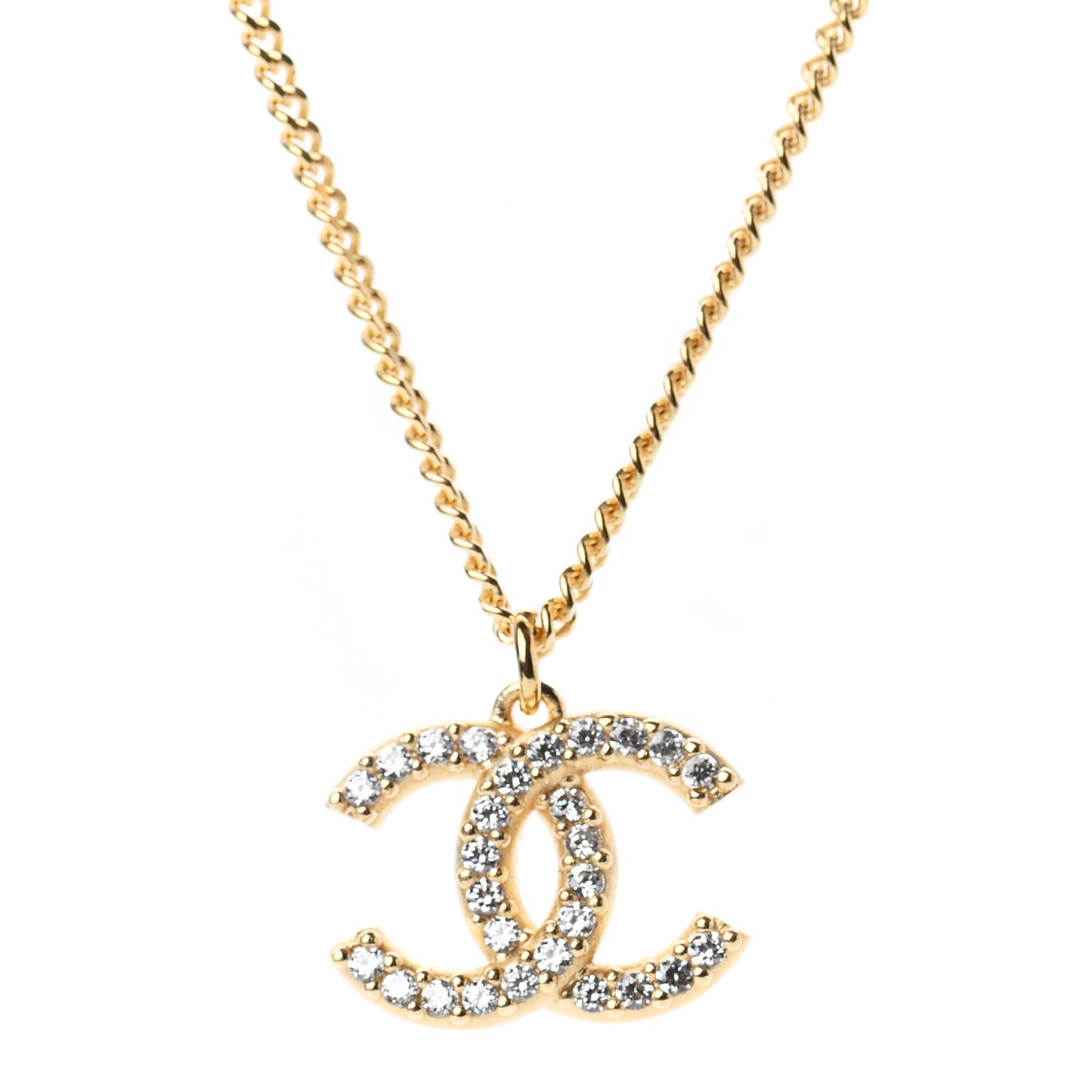 Crystal CC Pendant Necklace Gold