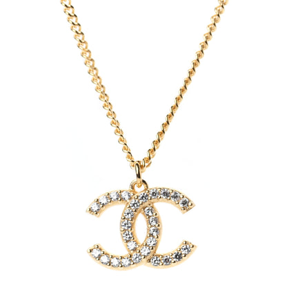 Chanel Crystal CC Pendant Necklace Gold 4 of 6