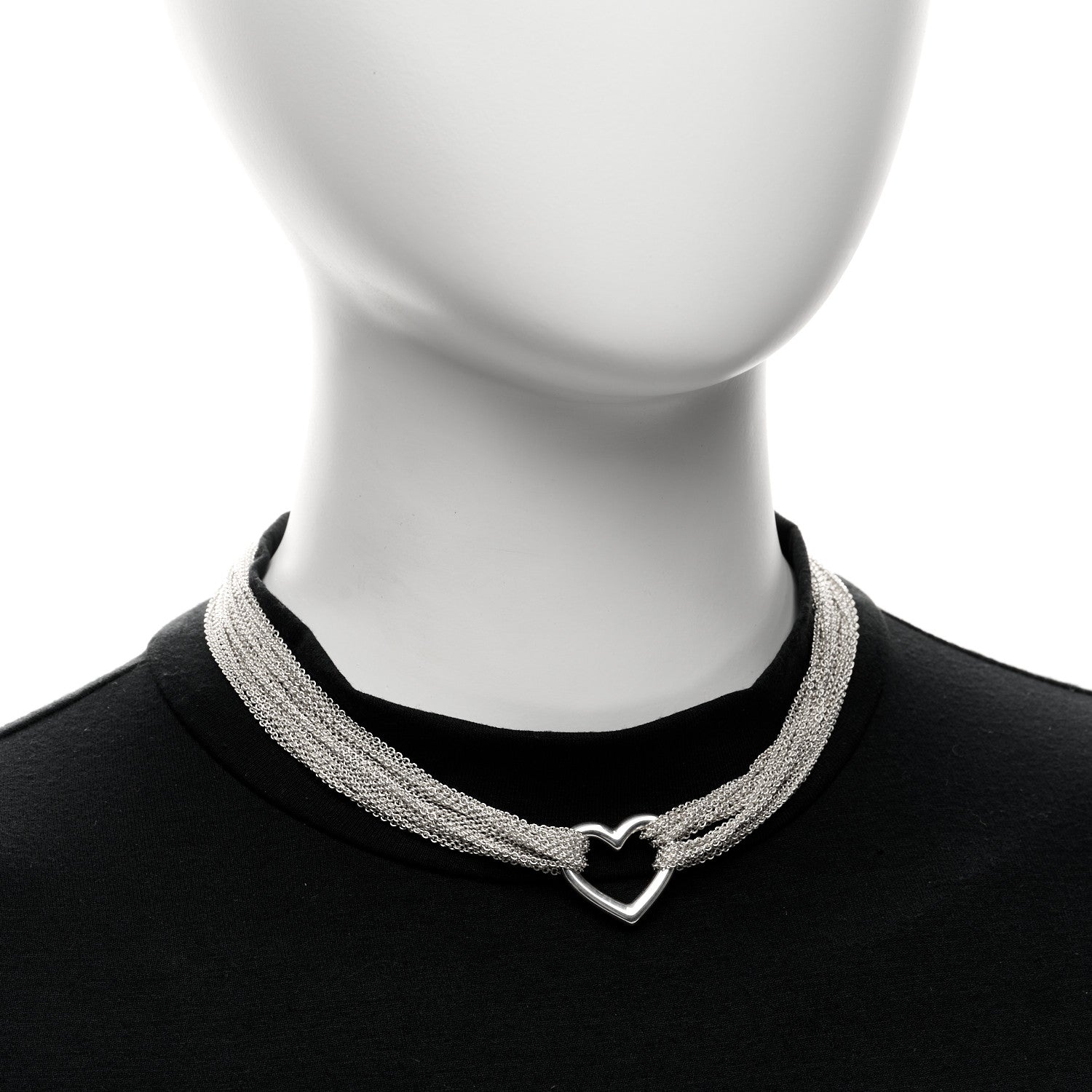 Tiffany Sterling Silver Heart Multi Chain Toggle Necklace 2 of 6