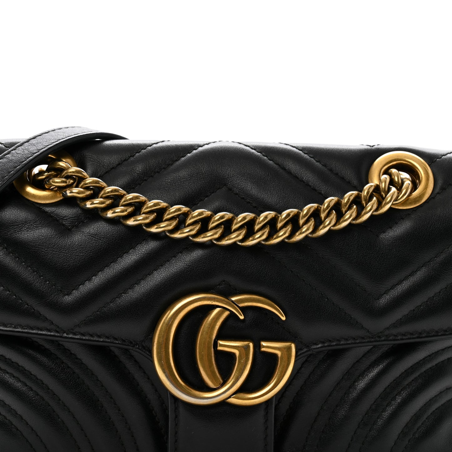 Calfskin Matelasse Mini GG Marmont Shoulder Bag Black