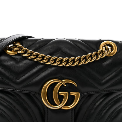 Gucci Calfskin Matelasse Mini GG Marmont Shoulder Bag Black 8 of 10