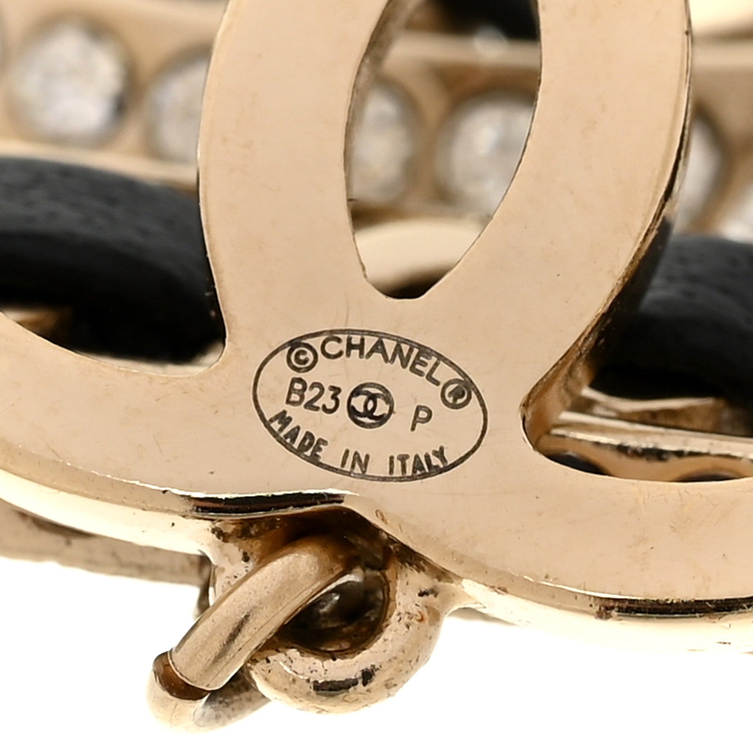 Chanel Crystal Lambskin Chain CC No 5 Drop Earrings Gold Black 4 of 4